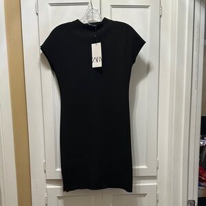 Zara Classic Black Mini Dress soft fabric nwt side L  fabric has stretch